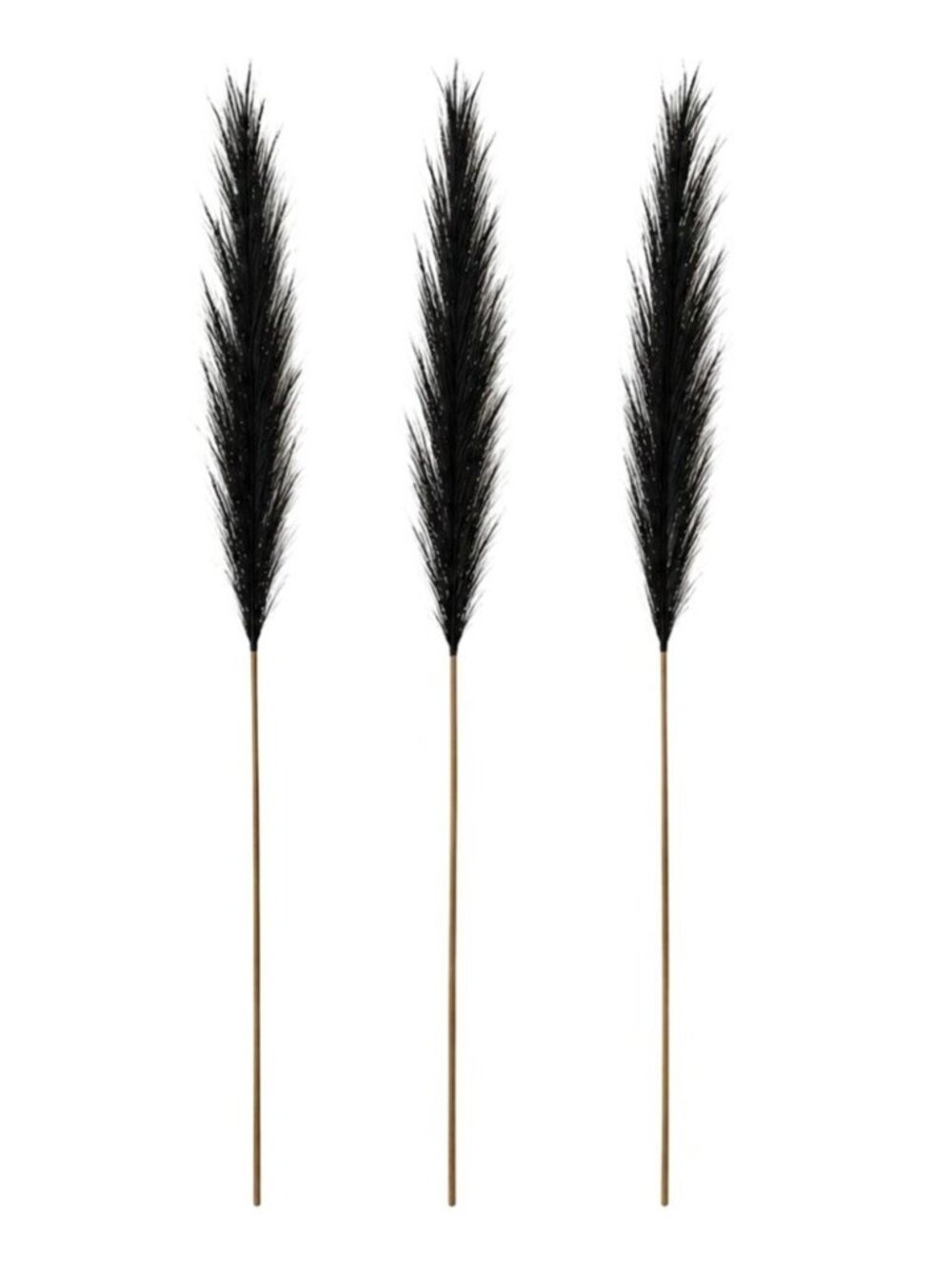 Black Pampas Grass Decor Set 3 Faux Stems